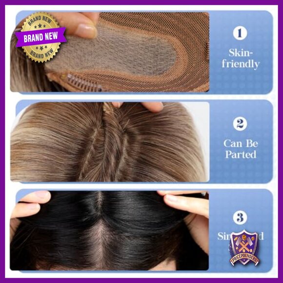 7x7 Human Hair Topper with Bangs for Thinning Hair Large Coverage main image 5